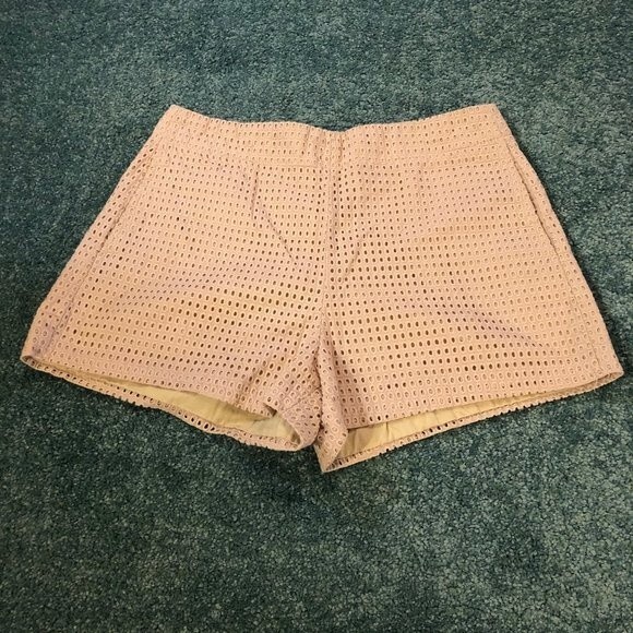 Ark & Co Pants - Ark & Co. Eyelet Lace Overlay Dress Shorts S SM Small Light Pink Ivory Cream Zip